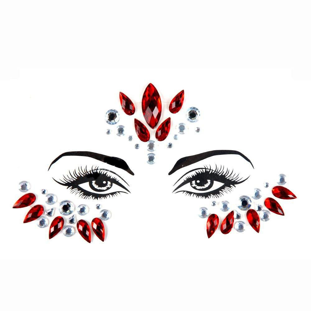 Наклейки на обличчя стрази one size червоно-сріблястий Київ - фото 2