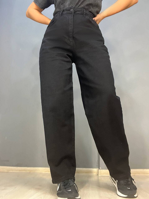 Джинси жіночі Its Basic 3474 skater jeans мом банани стрейчеві збільшені розміри чорні, чорний, 48, 48, 105 см, 138 см Київ - фото 6