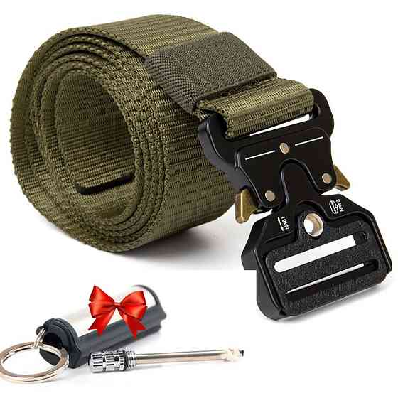 Тактический ремень 125 см Tactical Belt + Подарок Бесконечная спичка брелок / Армейский ремень с пряжкой Cobra Киев