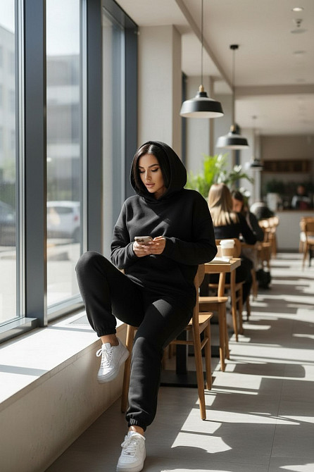 Женский спортивный теплый костюм трехнитка на флисе Черный XS/S Харьков - изображение 9