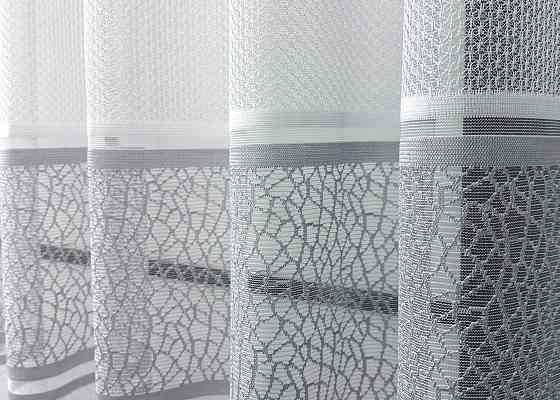 Короткий тюль VR-Textil 1943т Жаккард Белый с серым 300х200 см (42-0909) Киев