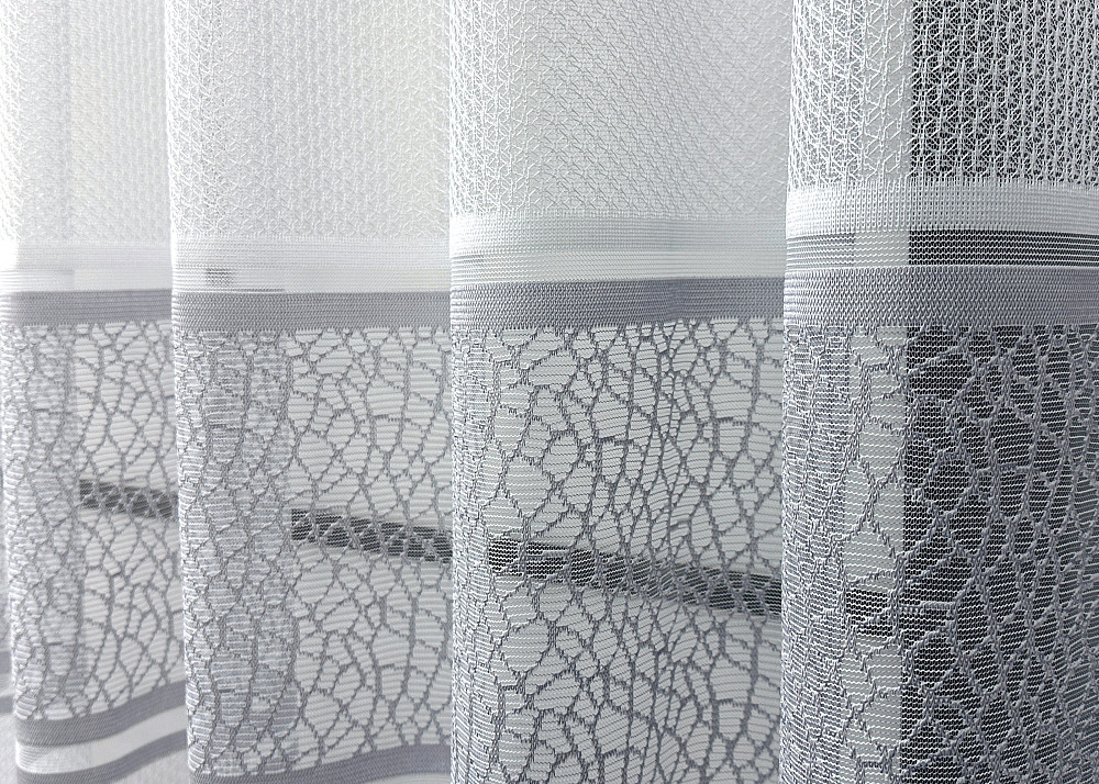 Короткий тюль VR-Textil 1943т Жакард Білий з сірим 300х200 см (42-0909) Київ - фото 5