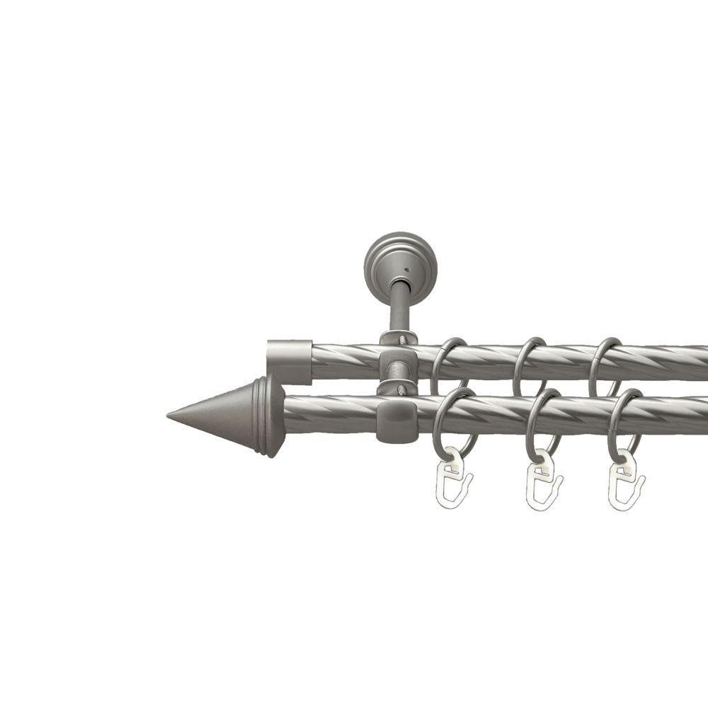 Карниз Orvit Конус металевий дворядний відкритий скручена труба кільце металеве Сатин 16\16 мм 200 см Львов - изображение 1