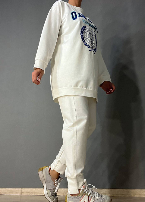 Костюм женский LSK 6011-5539 свитшот с вышивкой Oxford с джогерами белый, белый, L Киев - изображение 7