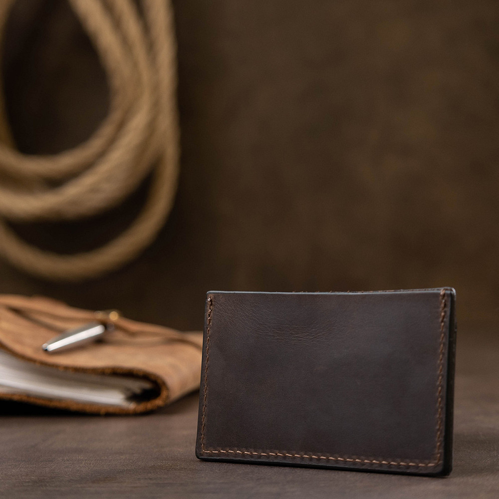 Шкіряний матовий картхолдер Коричневий (GRANDE PELLE) Київ - фото 2