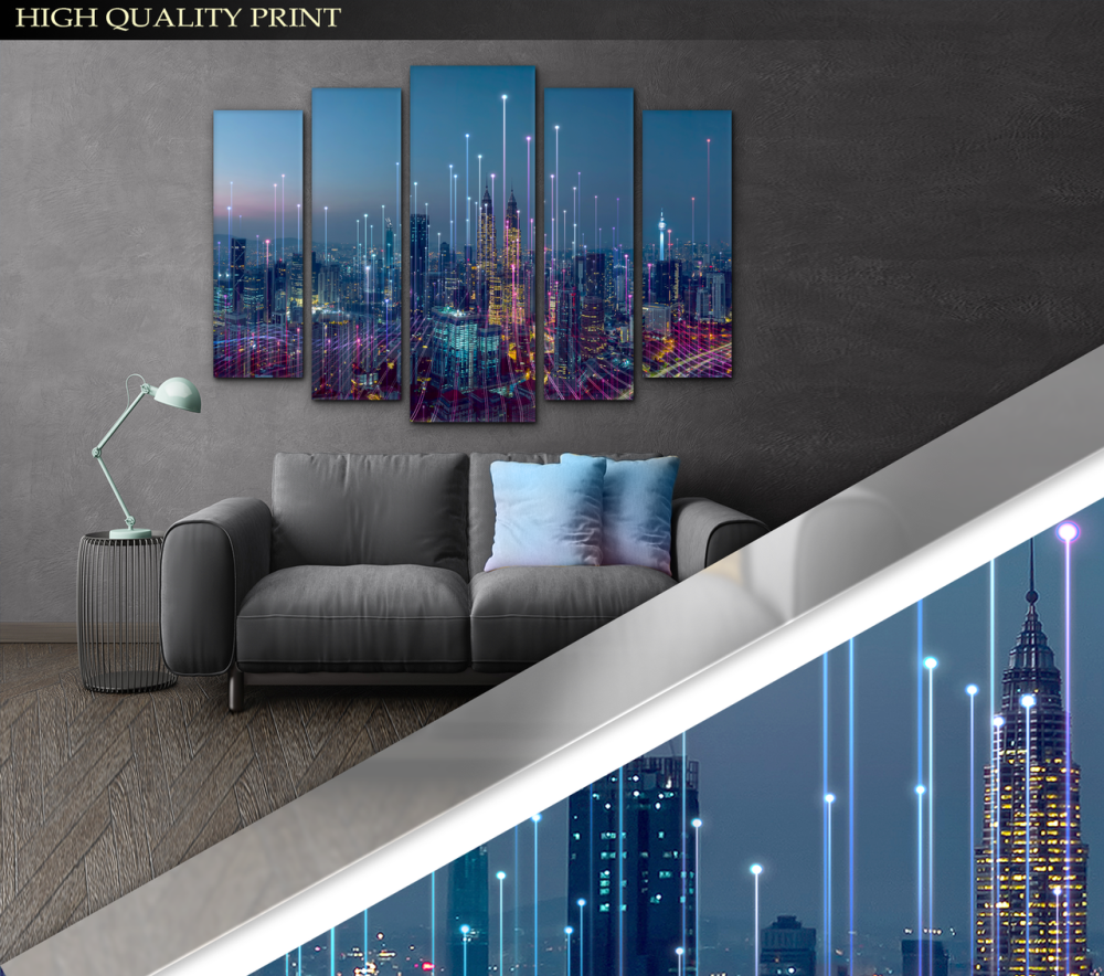 Модульна картина у вітальню / спальню Нічне місто Art-420_5 ( 80х118см ) Київ - фото 3