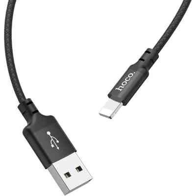 Дата кабель USB 2.0 AM to Lightning 1.0m 2A nylon X14 black HOCO (6957531062820) Вінниця