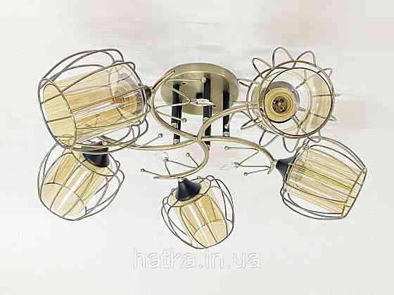 Потолочная люстра на 5 плафонов 91186/5 бронза+черный Киев