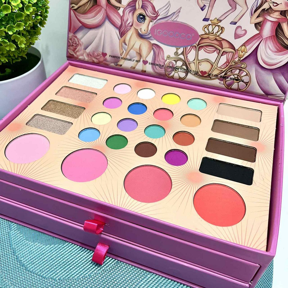 Набір дитячої косметика тіні рум'яна хайлайтер аксесуари лак для нігтів пилочка Рожевий (IG 3146) Чернігів - фото 4