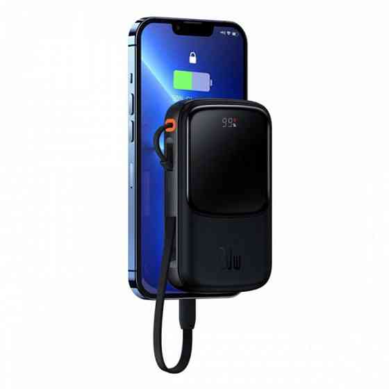 Павербанк 10000 mAh Baseus Qpow Pro 20W Type-C быстрая зарядка цифровой дисплей кабель в комплекте Type-C power bank повербанк Одесса