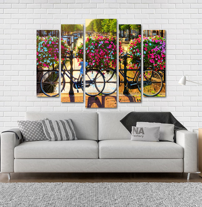 Модульна картина Квіти Велосипед Art-169_5 Київ - фото 2