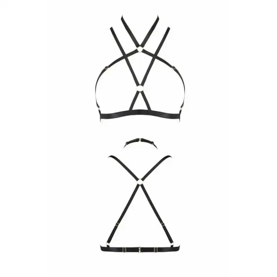 Портупея-стрепи Passion Exclusive KELIS BRA XXL/XXXL, black, трусики в комплекті Львів