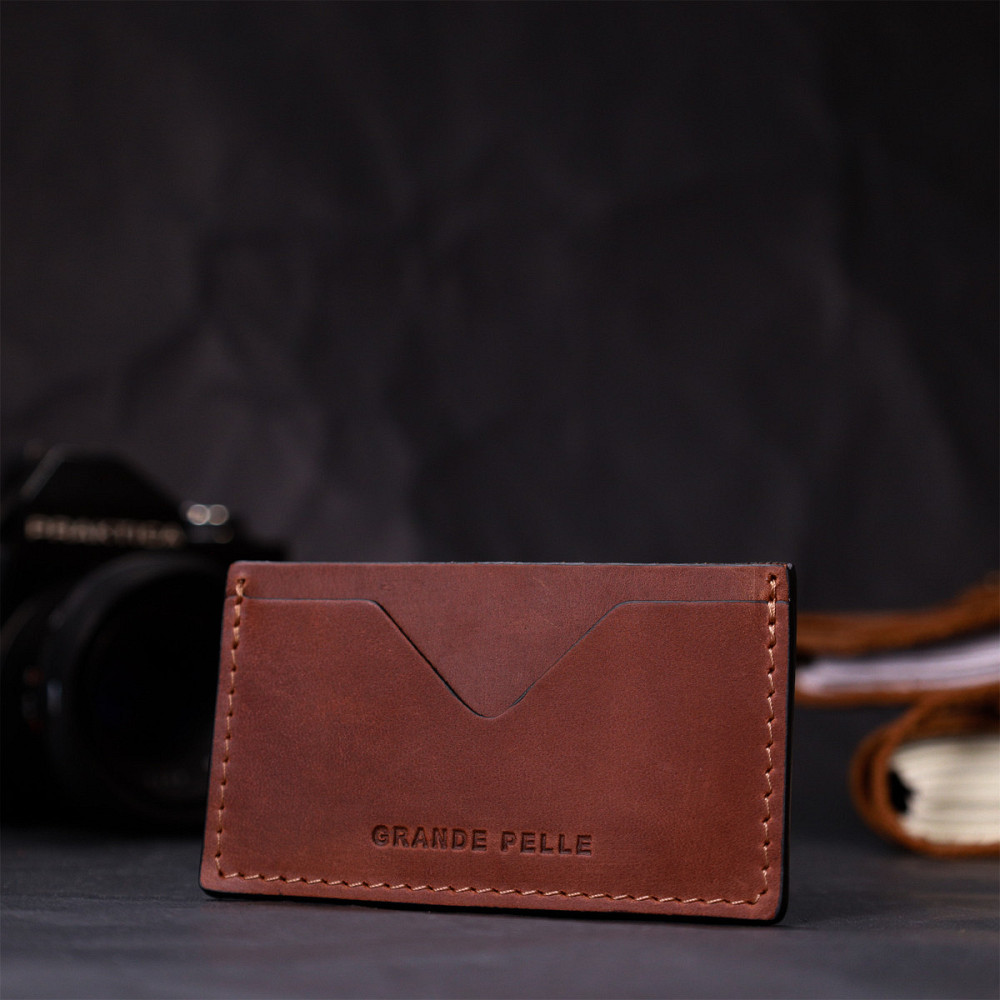 Зручний кард-кейс із натуральної шкіри GRANDE PELLE 11666 Коричневий Київ - фото 3