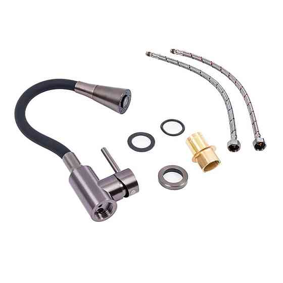 VALESO Кухонний змішувач VALESO NES-F12 PVD гнучкий чорний Київ