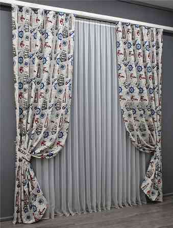 Комплект готовых фото-штор VR-Textil Sea Travel № 1498ш Разноцветный 150х275 см 2 шт (33-0398) Киев