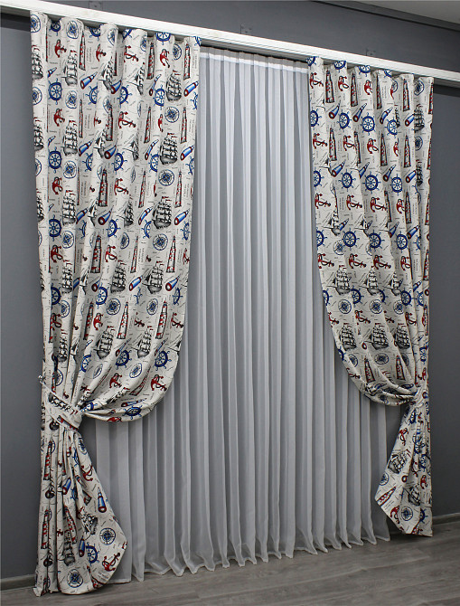 Комплект готовых фото-штор VR-Textil Sea Travel № 1498ш Разноцветный 150х275 см 2 шт (33-0398) Киев - изображение 3