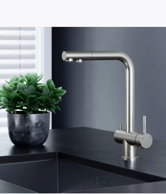 Змішувач кухонний з вих. для питної води Haiba латунь HANS 021 колір нержавіюча сталь (HB0817) Чернівці - фото 4