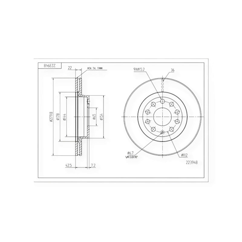 Диск Volken Caddy III, Golf 5, Jetta III передний (280mmx22mm) тормозной Мукачево - изображение 1