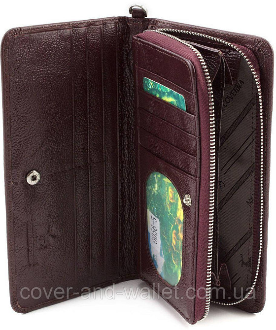 Вместительный женский кошелек на молнии коричневого цвета Marco Coverna MC 6056 Киев - изображение 5