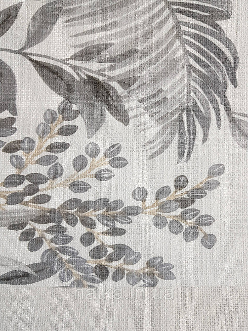 Обои виниловые на флизелине Rasch Florentine 1.06х10 листья ветки папоротника банана серые бежевые на белом Киев - изображение 4