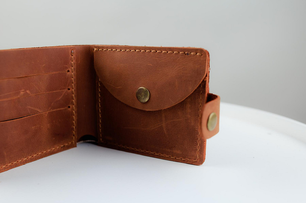 Класичний гаманець із натуральної шкіри Crazy Horse тиснення крокодил SH018 (Світло-коричневий) Суми - фото 6