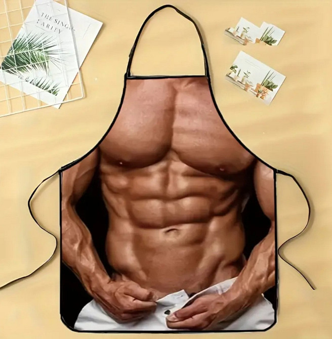 Фартук з приколом чоловічий в білих штанях 80 на 60 см різнобарвний Київ - фото 3