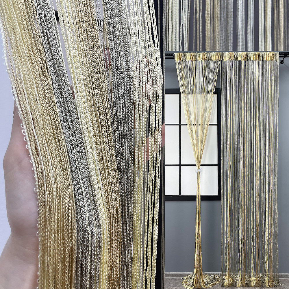 Шторы-нити 300х300см Бежевый с серым 1 шт (61-066) Киев - изображение 1
