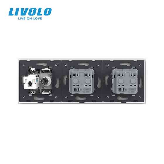 LIVOLO Розетка тримісна комбінована Силова Інтернет ТБ Livolo білий скло (VL-C7C2EU1C1V-11) Коломия