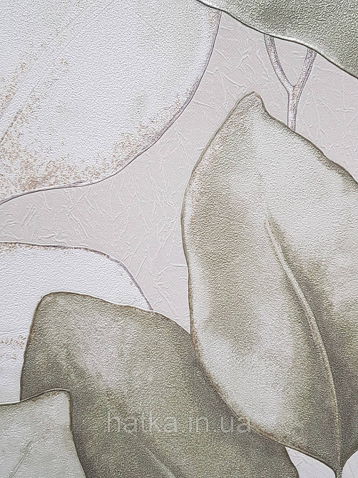 Обои виниловые на флизелиновой основе Rasch Incanto 1.06х10 листья крупные зеленые бежевые золотистые Киев - изображение 3