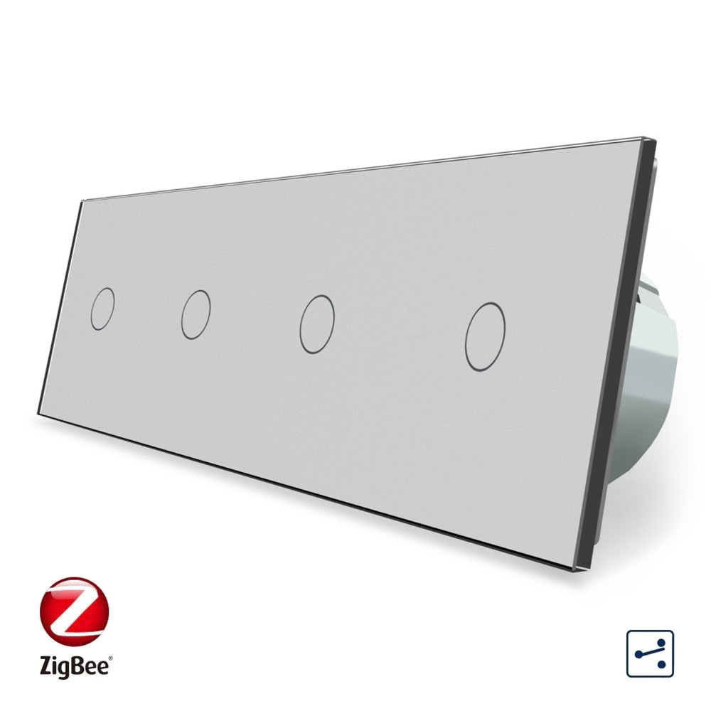 LIVOLO Розумний сенсорний прохідний/перехресний вимикач 4 сенсора (1-1-1-1) Livolo сірий скло ( Коломия - фото 8