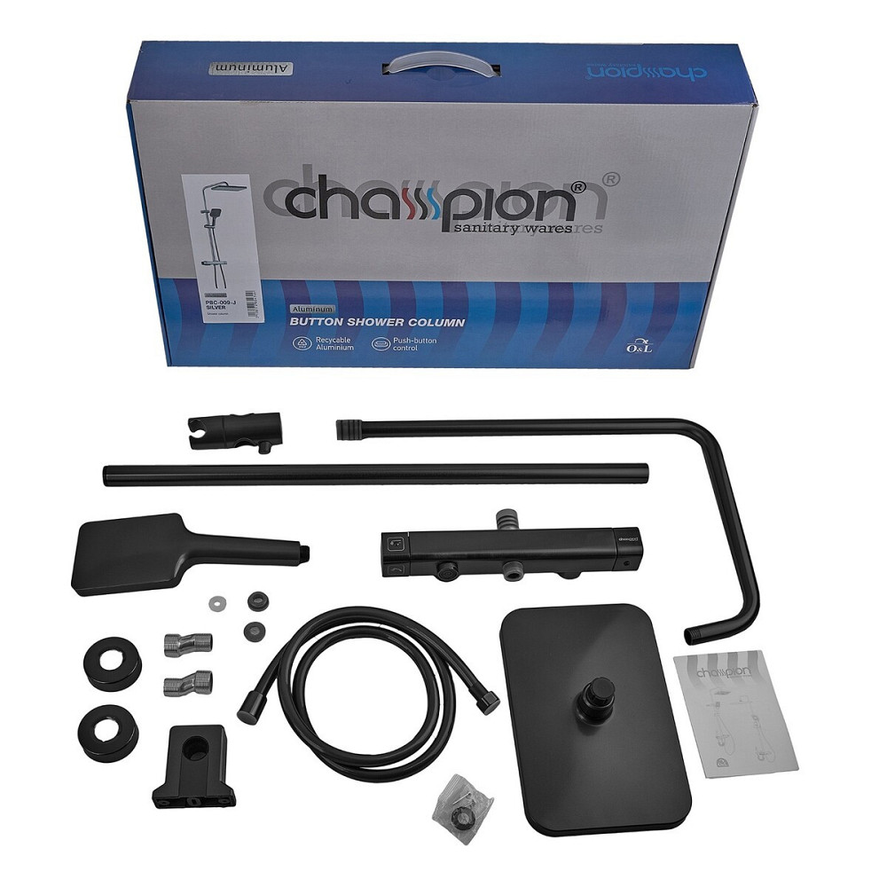 Душевая колонна со смесителем из алюминия CHAMPION PBC-009-J BLACK, 3 режима (CH6546) Киев - изображение 7