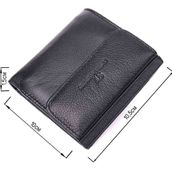 Компактний жіночий гаманець із монетницею зовні з натуральної шкіри ST Leather 22542 Чорний Київ