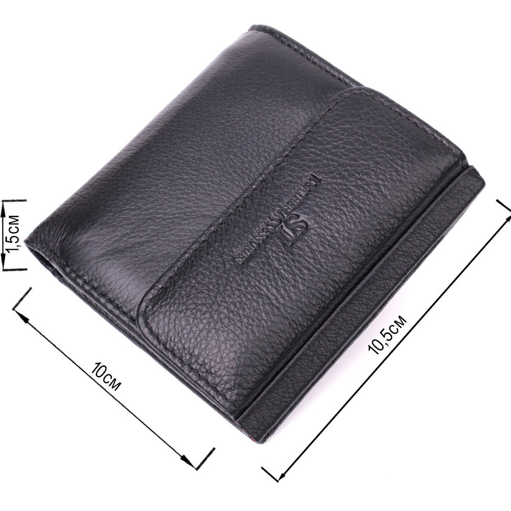 Компактный женский кошелек с монетницей снаружи из натуральной кожи ST Leather 22542 Черный Киев - изображение 3
