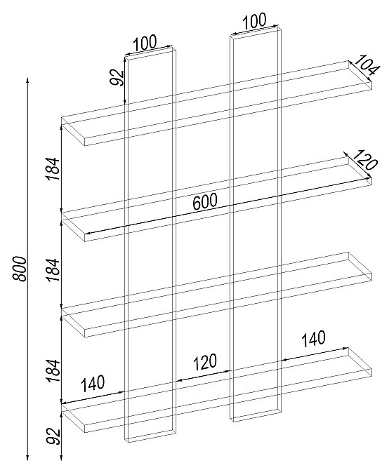 Полиця навісна П-4, Дуб Сонома, 600/120/800 Львів - фото 4