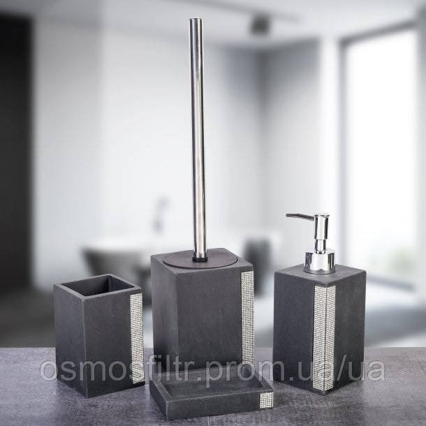 Стакан для зубних щіток Axentia Ліндос чорний полігума 350 мл Н 10.8 см 7.2х7.2 см (134475) Київ - фото 5