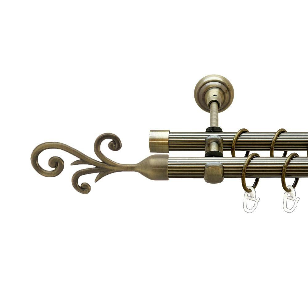 Карниз Orvit Фала металевий дворядний відкритий рифлена труба кільце металеве Антик 19\19 мм 240 см (00-00022147) Львів - фото 1