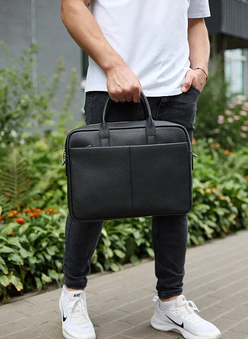 Деловая мужская кожаная сумка портфель для ноутбука и документов Горизонтальная кожаная мужская сумка портфель Киев - изображение 6
