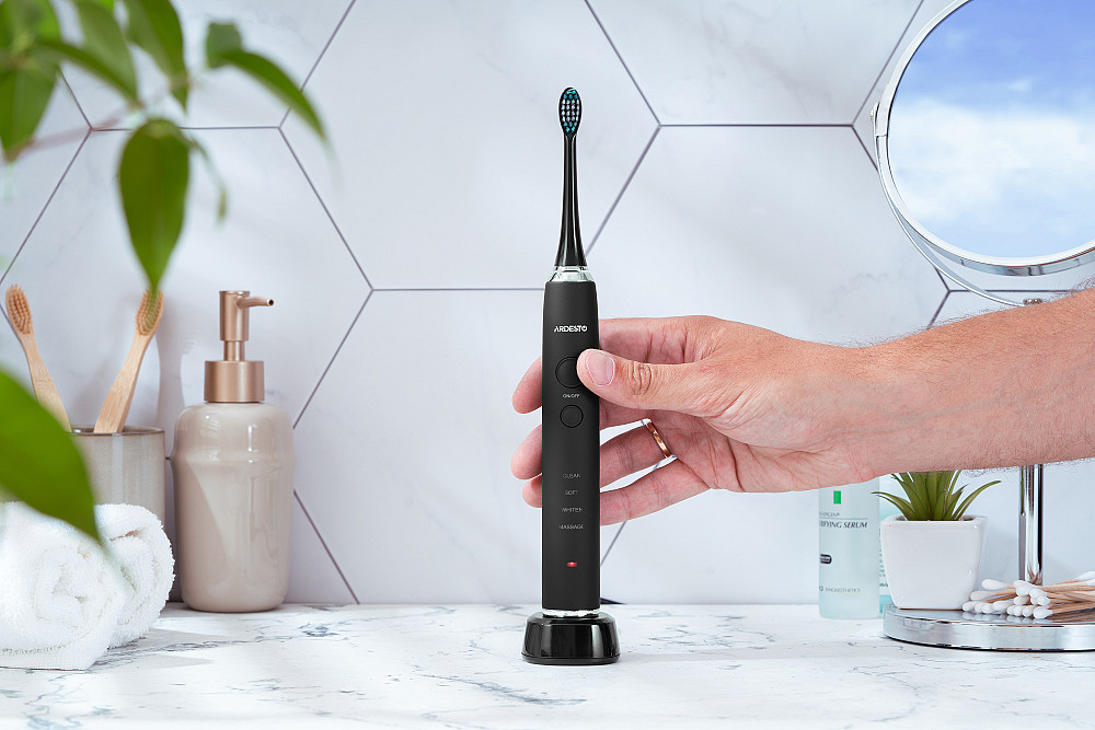 Щітка зубна електр. ARDESTO, ETB-211B, 40т. колив/хв, насадок-5, футляр, IPX7, чорний Київ - фото 5