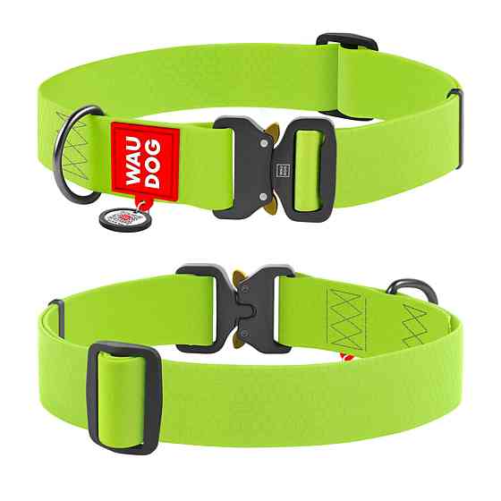 Ошейник для собак водостойкий WAUDOG Waterproof c QR паспортом, металлическая пряжка-фастекс, Ш 40 мм, Длин 46-70 см, салатовый Киев