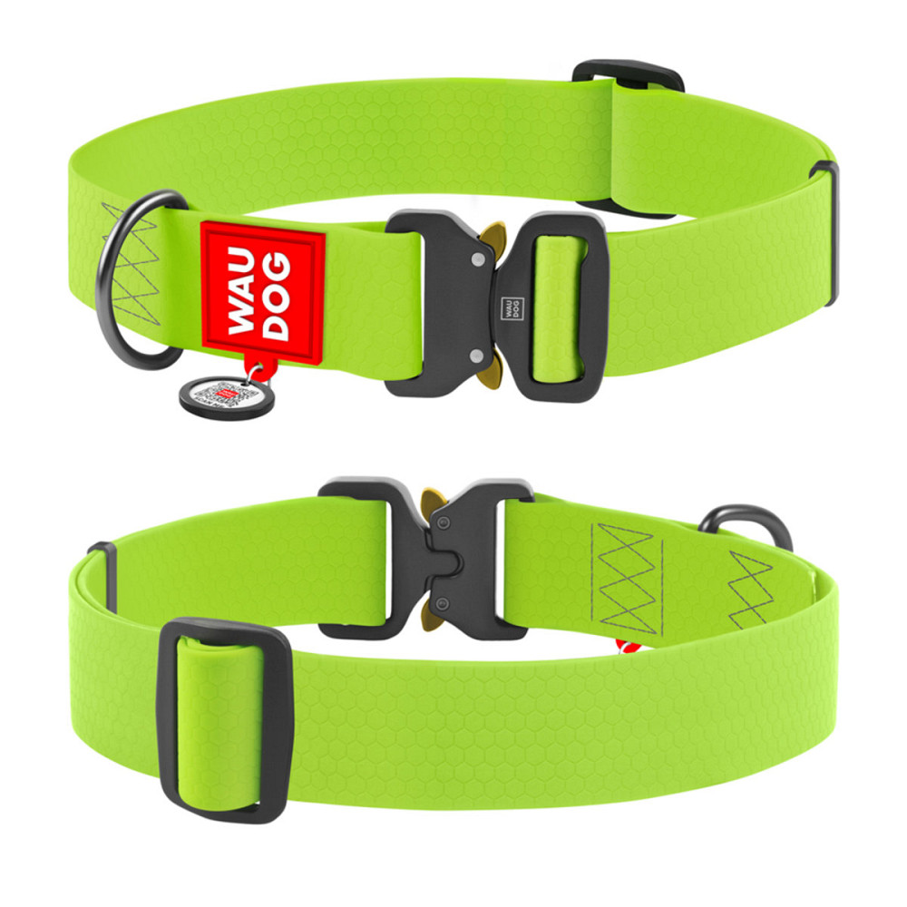 Нашийник для собак водостійкий WAUDOG Waterproof з QR паспортом, металева пряжка-фастекс, Ш 40 мм, Дов 46-70 см, салатовий Київ - фото 2