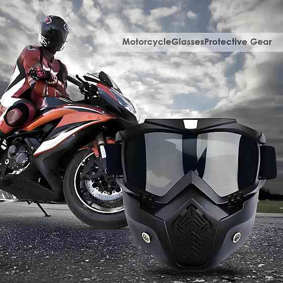 Мотоциклетна маска-окуляри RESTEQ затемнена — захисна маска-трансформер для мотоцикла, велосипеда, квадроцикла, лиж і сноуборду Київ