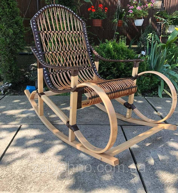 Кресло качалка ротанг с голубой подушкой Киев - изображение 5