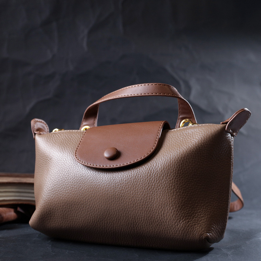 Идеальная женская сумка с интересным клапаном из натуральной кожи Vintage 22251 Бежевая Киев - изображение 9