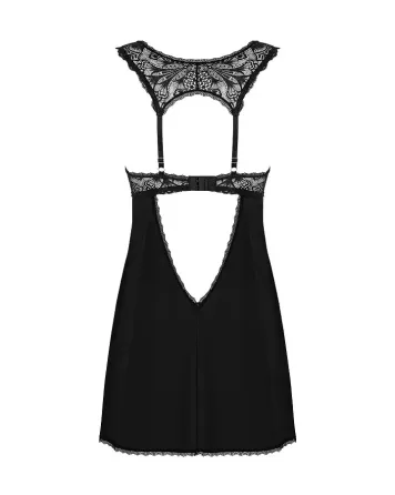 Сорочка бебі-дол з мереживом на грудях Obsessive Donna Dream babydoll XS/S Black, стрінги Львов