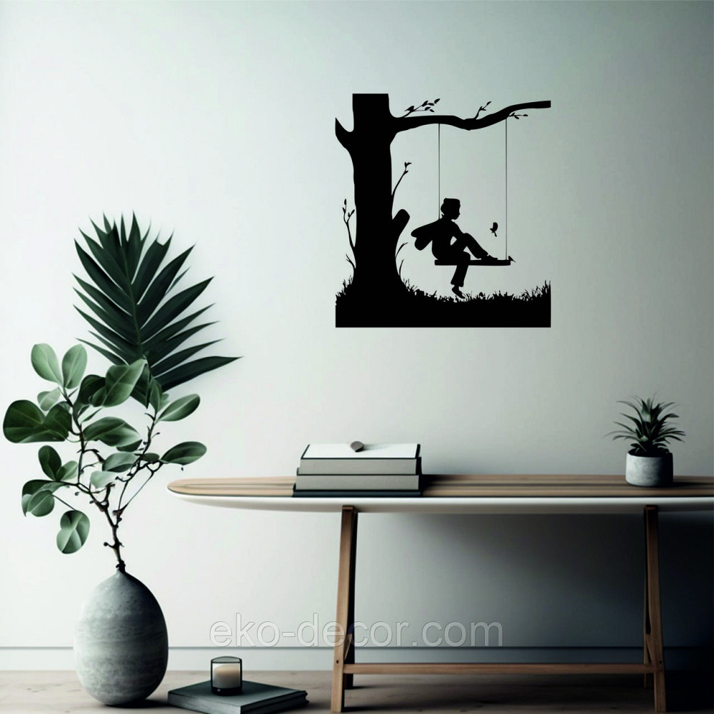 Декоративне настінне Панно «Мальчик на гойдалці» Декор на стіну 90*83 см, Чорний Київ - фото 4