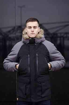 Парка мужская зимняя средняя на коттоне с капюшоном Pobedov seniora udacha Киев