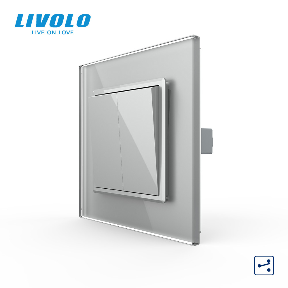LIVOLO Двоклавішний прохідний вимикач Livolo сірий скло (VL-C7FCMKS-1IP) Коломыя - изображение 7