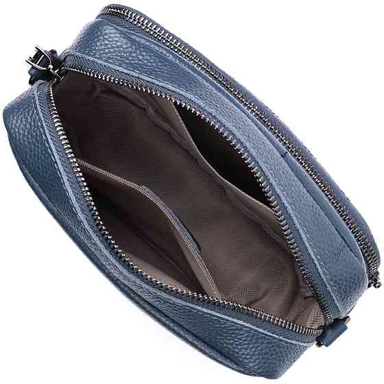 Стильна жіноча сумка прошита ромбами на лицьовій стороні з натуральної шкіри Vintage 22636 Синя Київ