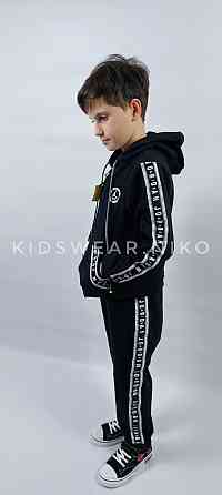 Детский  спортивный костюм  для мальчика двунитка на весну в черном цвете 116,128 Николаев