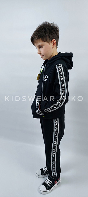 Детский  спортивный костюм  для мальчика двунитка на весну в черном цвете 116,128 Николаев - изображение 2
